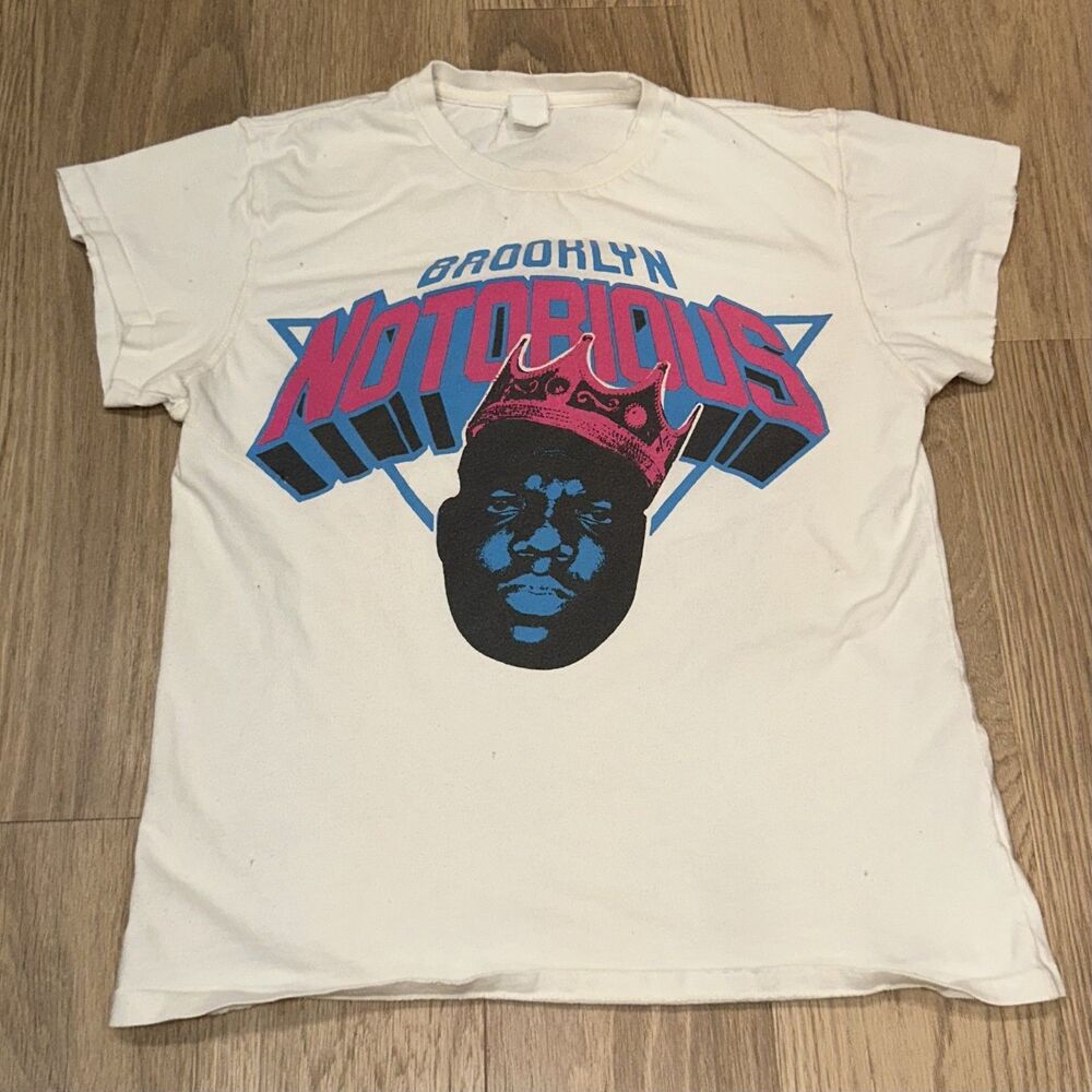 MadeWorn Brooklyn Notorious BIG Distressed Graphic T Shirt Single Stitch Small